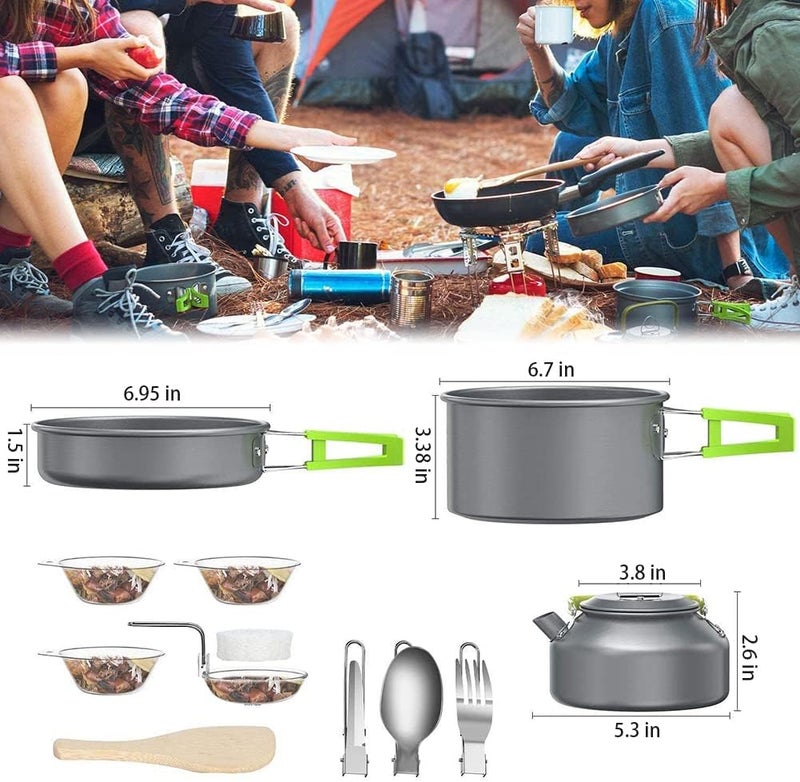 aiGear Camping Cooking Set Cookware Mess Kit with Storage Bag Pot Pan Set Camping Accessories for Outdoor Camping Hiking Picnic Portable and Lightweight Aluminum - Image 3